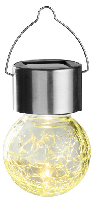 Solcellepære glass/metall Ø6 cm 3-pk.